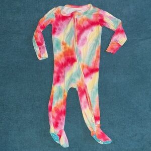 Posh Peanut Tie-Dye Footed One-Piece - Pink, Teal, Yellow, Orange